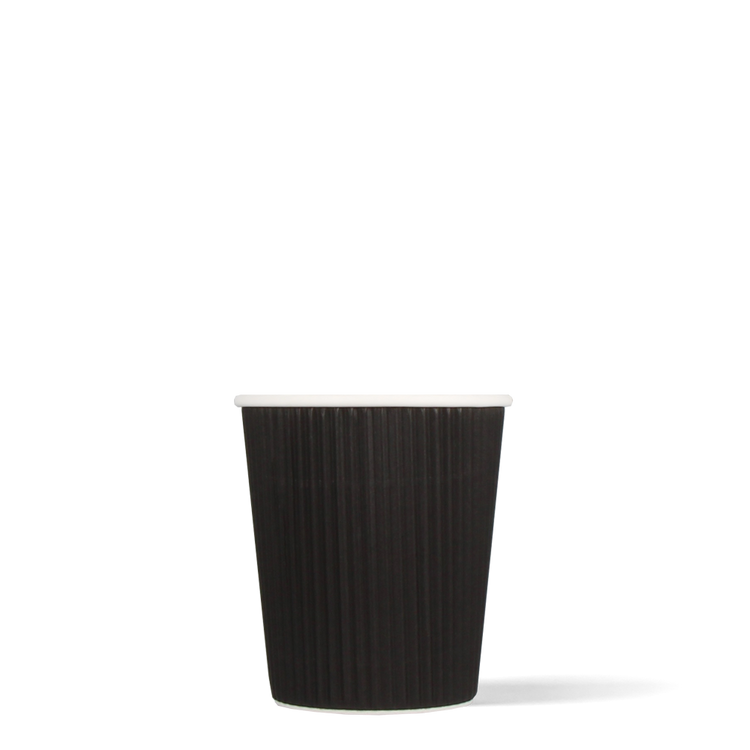 Cappuccinobekers - Ripple Wall - zwart - 230cc/8oz - 500 st/ds