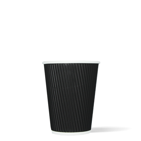 Lattebekers - Ripple Wall - zwart - 360cc/12oz - 500 st/ds